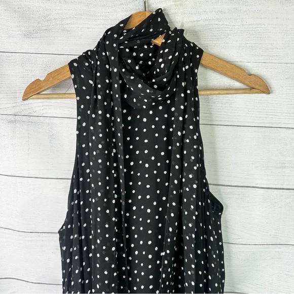 Zara ZW Collection Size Large Halter Polka Dot Sleeveless Midi Dress w/Scarf NEW - Picture 6 of 15